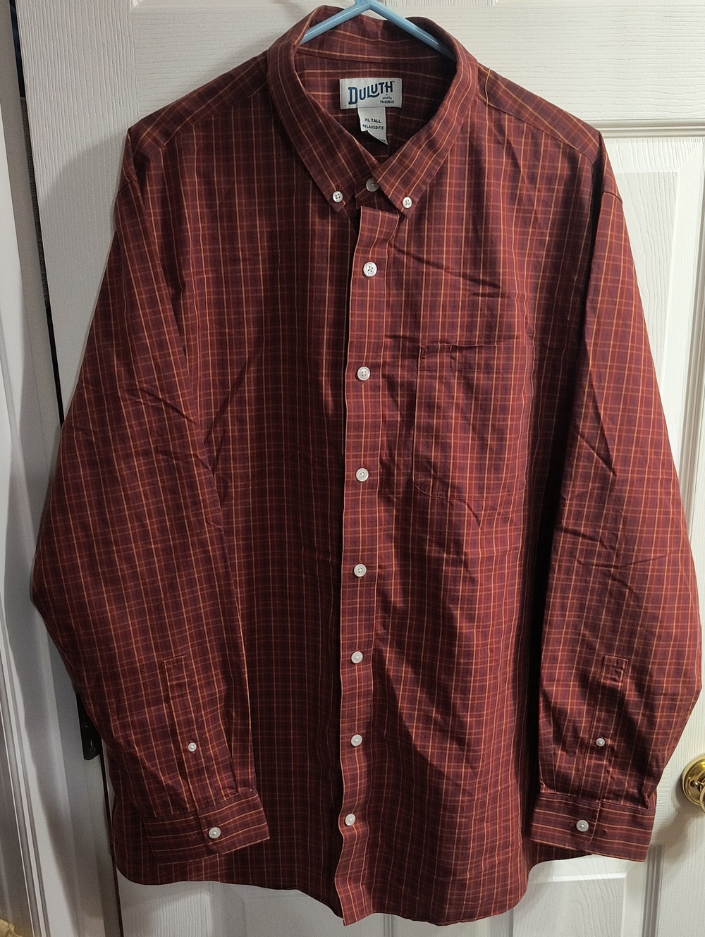 Duluth Trading Co Like New Men's Rust and Yellow Plaid Button-Down Shirt